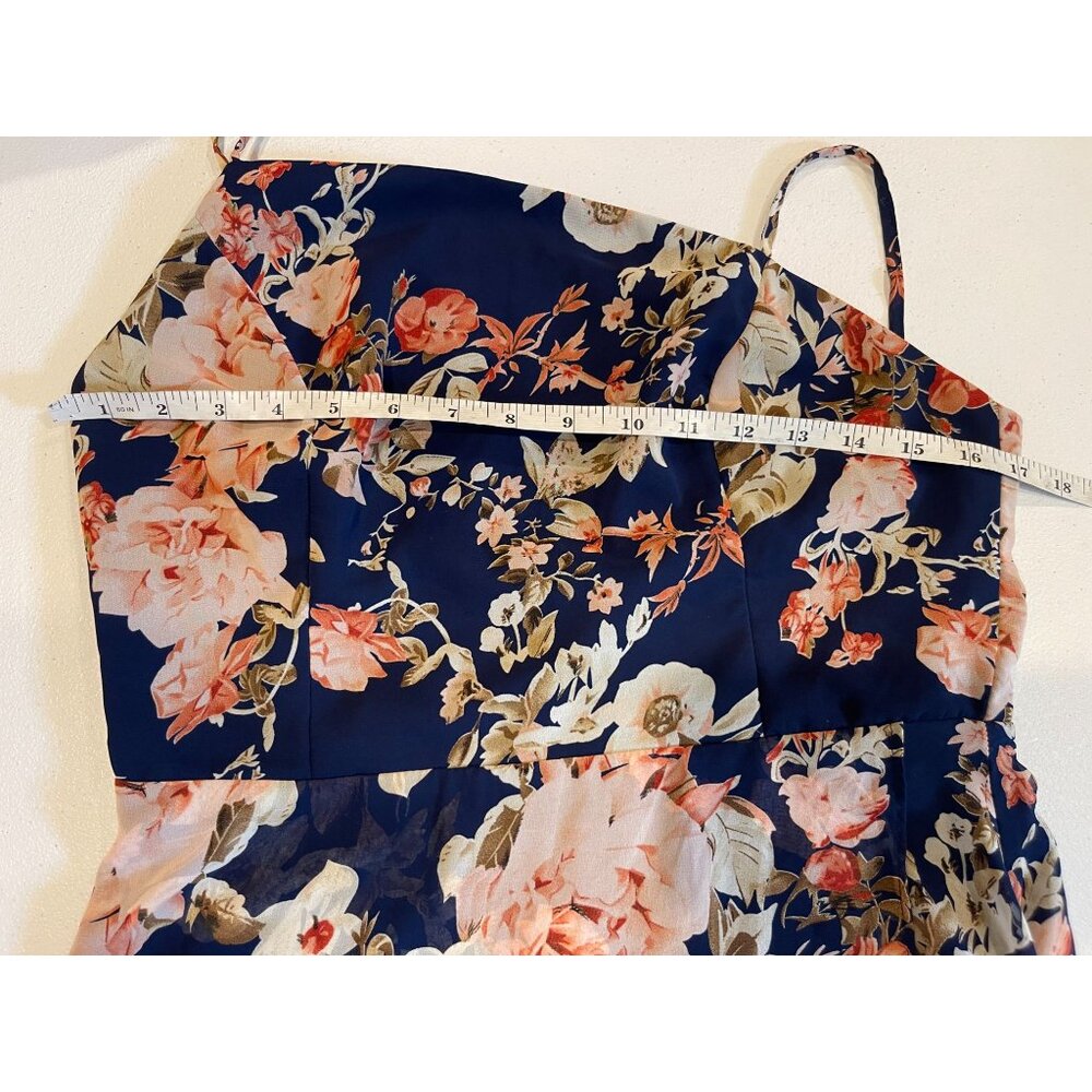 Lulus Womens Hi-Low Maxi Dress Floral Print Reflection Navy Blue Size Large - Picture 6 of 10